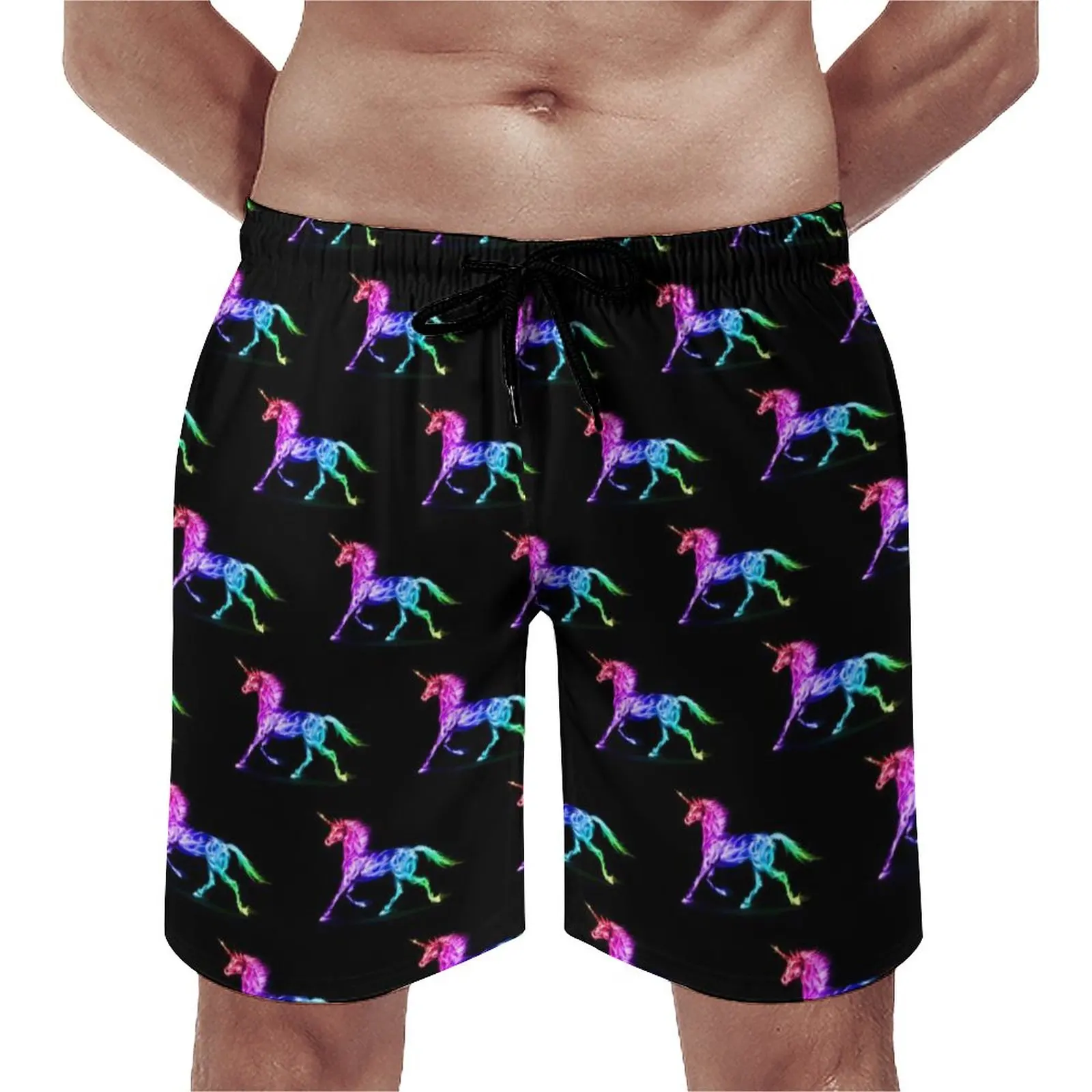 

Colorful Unicorn Board Shorts Hot Sale Fantasy Pretty Print Beach Short Pants Men Drawstring Comfortable Swim Trunks Large Size