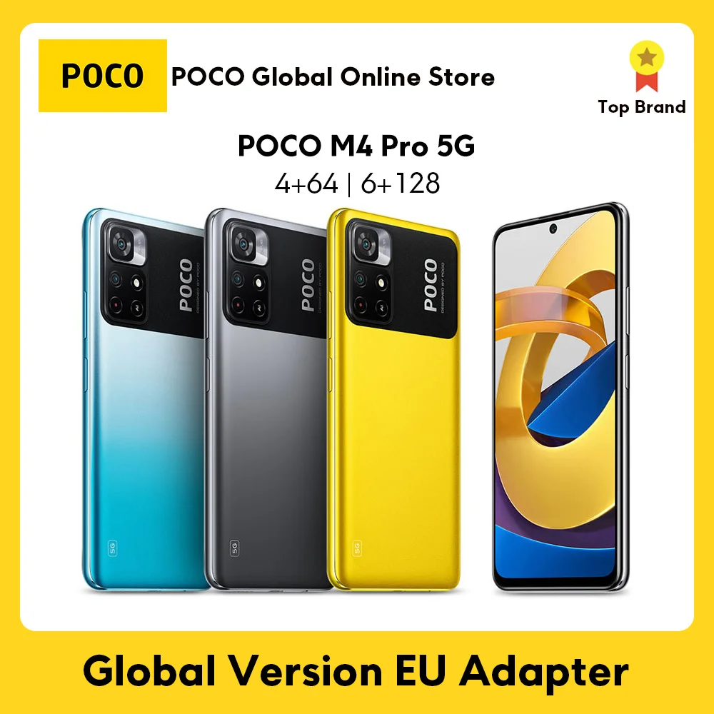 Global Version POCO M4 Pro 5G NFC 4GB 64GB / 6GB 128GB Xiaomi Android Smartphone MTK Dimensity 810 6.6 33W Pro 50MP 5000mAh