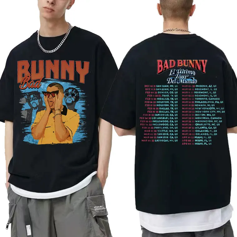 

Rapper Bad Bunny El Ultimo Tour Del Mundo 2022 T-shirts Summer Men Women Fashion Hip Hop Harajuku Tees Regular Unisex T Shirt
