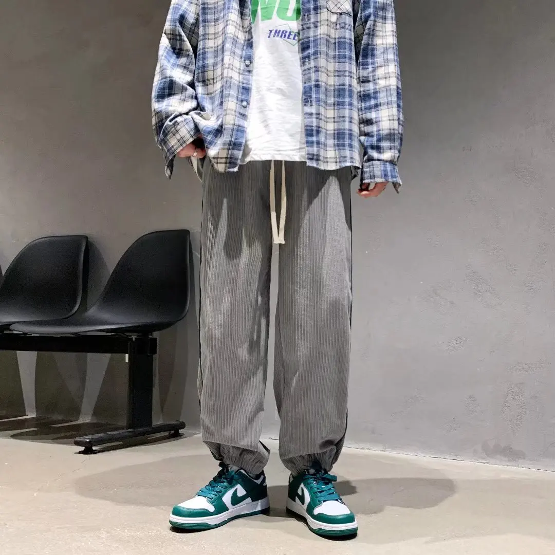 

Embroidered chenille pants men's spring and summer American trend vibe wind loose straight leg pants trend new sports pants