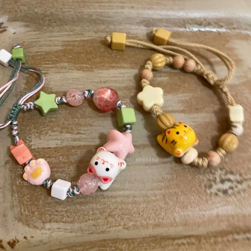 Керамический браслет ручной работы с котом в корейском стиле Lucky Cat Maneki Neko