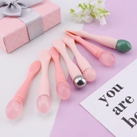 face lift eye massager natural jade stone beauty tools dark circles eye cream divided scoop massage roller silicone makeup stick