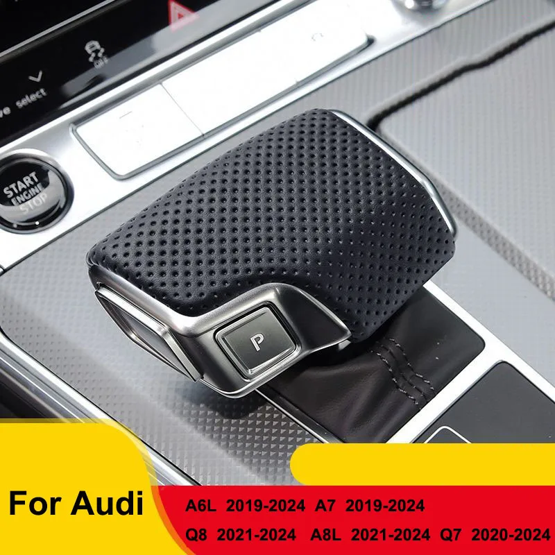 Фото Перфорированная кожаная накладка на ручку переключения передач LDH для Audi A4 S4 A5 S5 RS4 RS5 A6 A7 A8 Q5 Q7 2017-2025, аксессуары для интерьера автомобиля №2