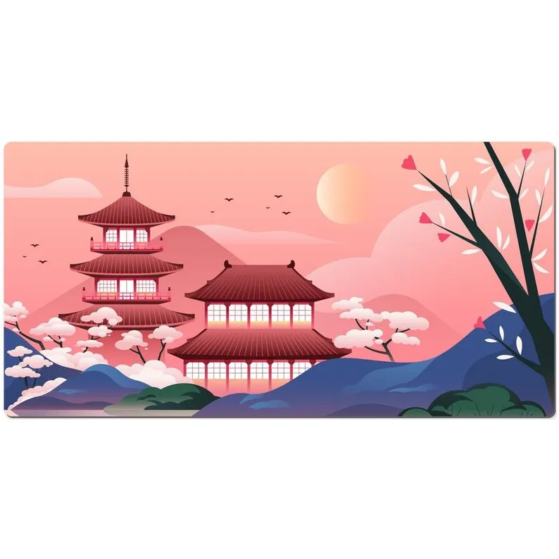 

Japanese Temple Mouse Pad Pastel, Desk Mat Cute, Desk Mat Large, Cute Desk Pad, Gaming Mouse Pad, Kawaii Desk Mat, 10x16 12x18 1