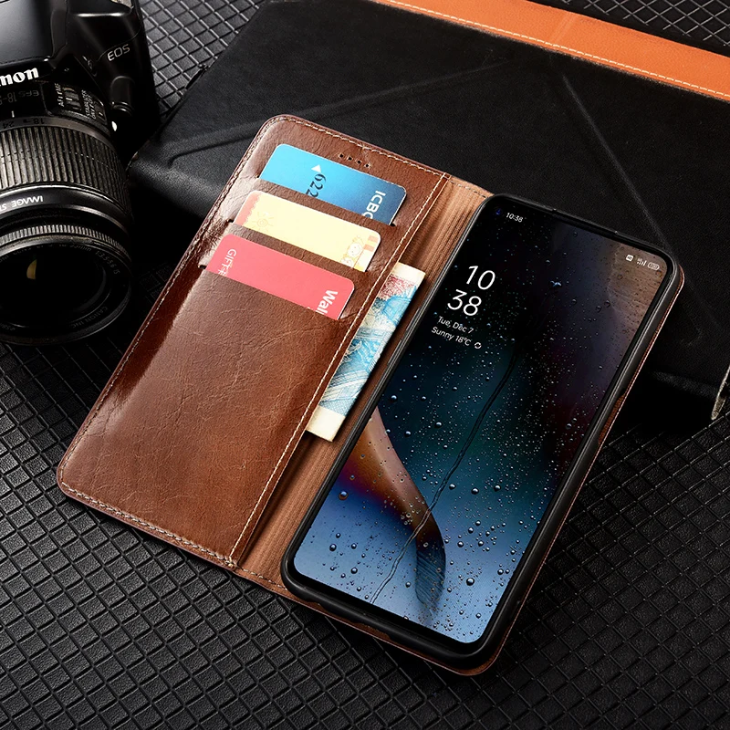 

Luxury Cowhide Genuine Leather Case For OnePlus 9 9R 9E 9RT 10 Pro Magnetic Flip Protect Cover