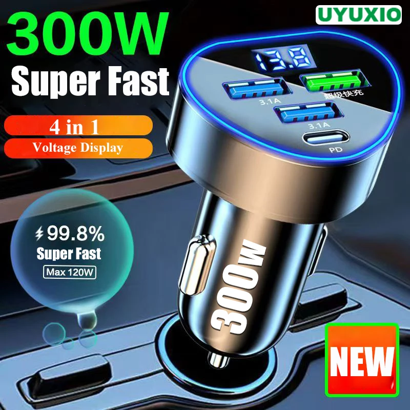 UYUXIO USB C Автомобильное зарядное устройство для телефона Многопортовый адаптер с