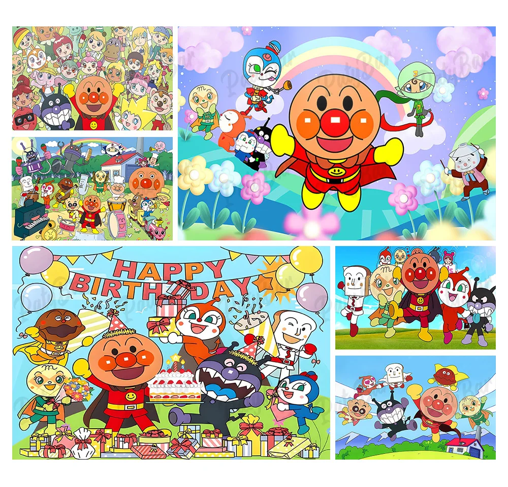 Милый Виниловый фон для детской фотосъемки Anpanman в стиле дня рождения