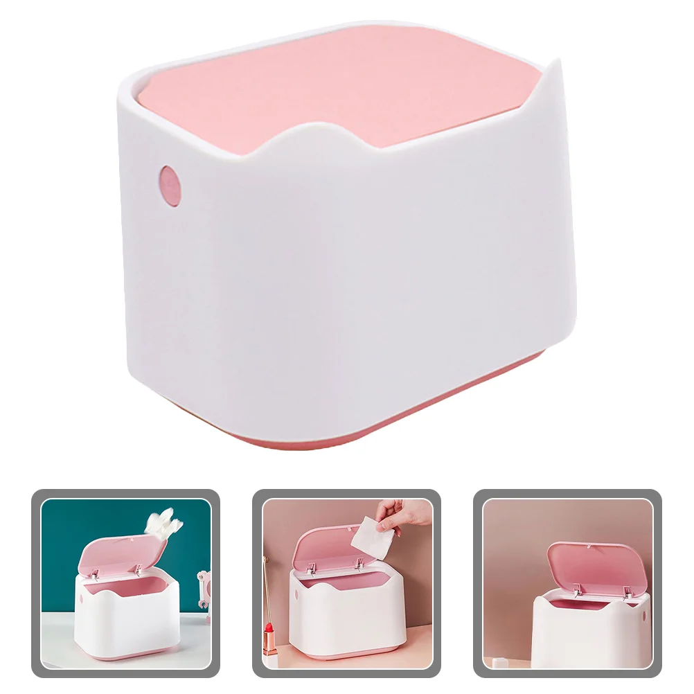 

2 Pcs Desktop Trash Can Bin Storage Basket Small Bins Waste Bucket Plastic Cute Tiny