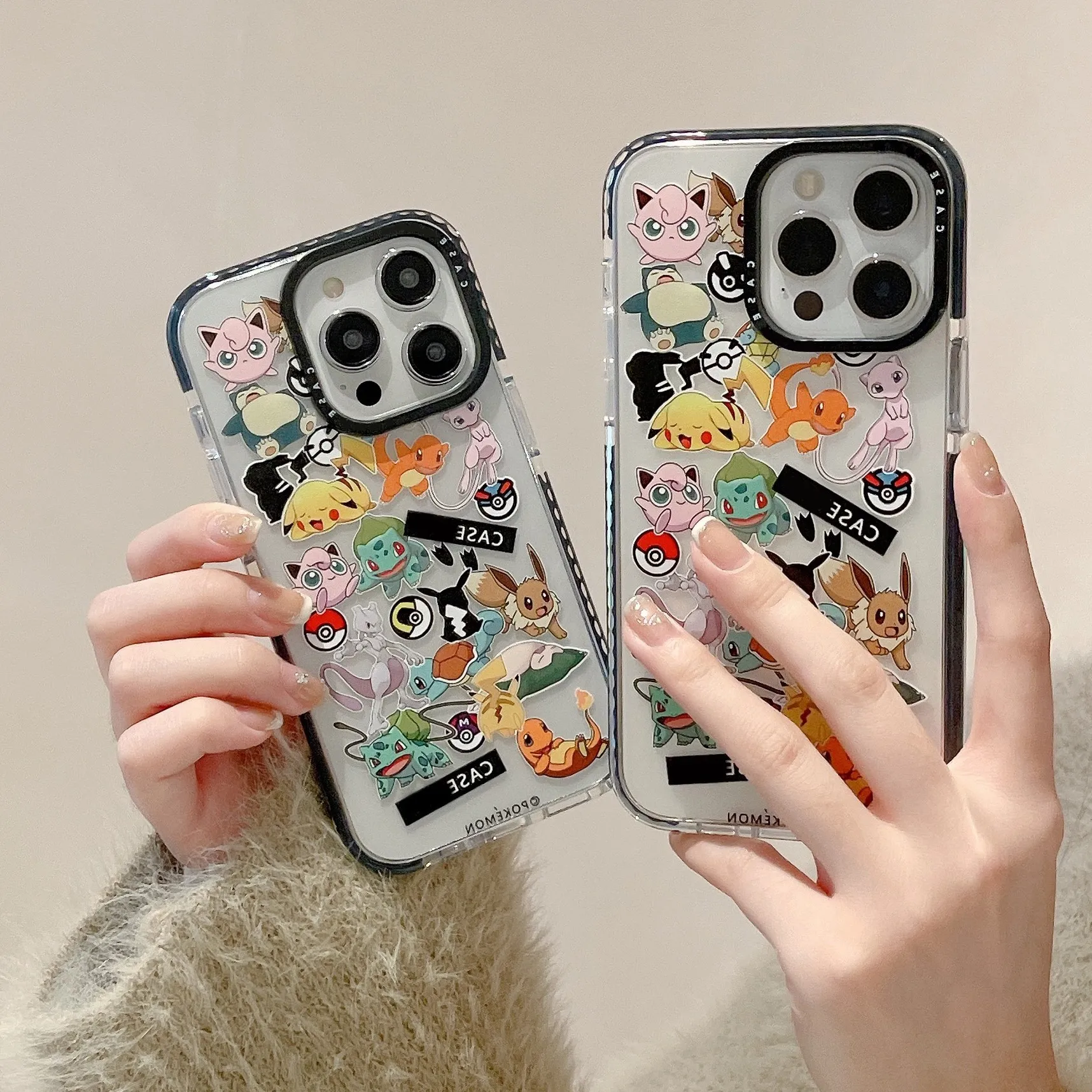 

Anime Cartoon Pokémons Pikachus Phone Cases For iPhone 14 13 12 11 Pro Max Mini XR XS MAX 8 X 7 SE Couple Soft TPU Back Cover