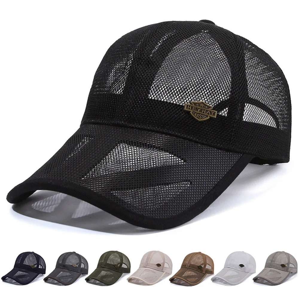 

Summer Women Men Mesh Baseball Caps Label Stick Snapback Sunhat Quick-Dry Breathable Hip Hop Dad Hat Unisex Outdoor Sports Hats