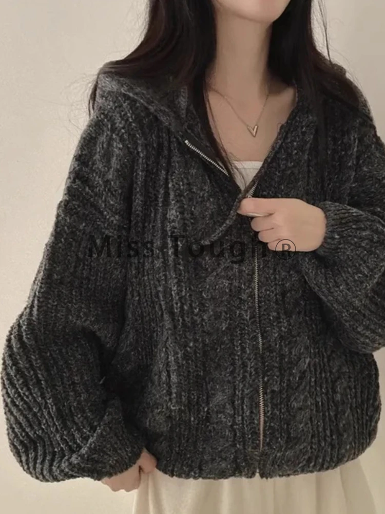 Зимний корейский модный повседневный вязаный свитер женский ретро-узор с