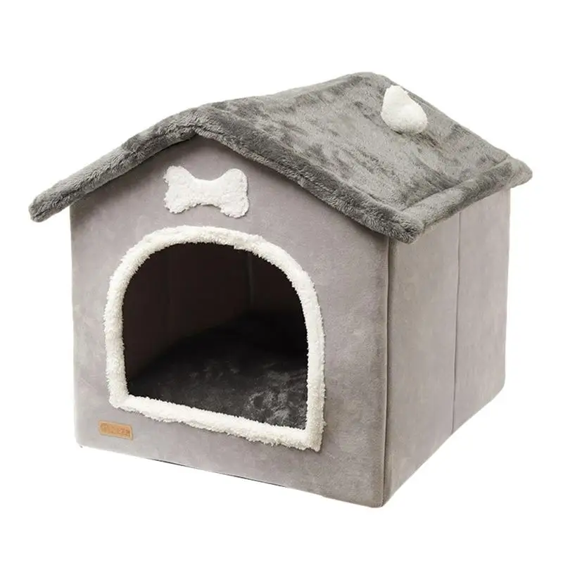 

Winter Warm Cat House Enclosed Warm Plush Sleeping Nest Bed With Removable Cushion Pet House For Small Medium Large Dogs Cats