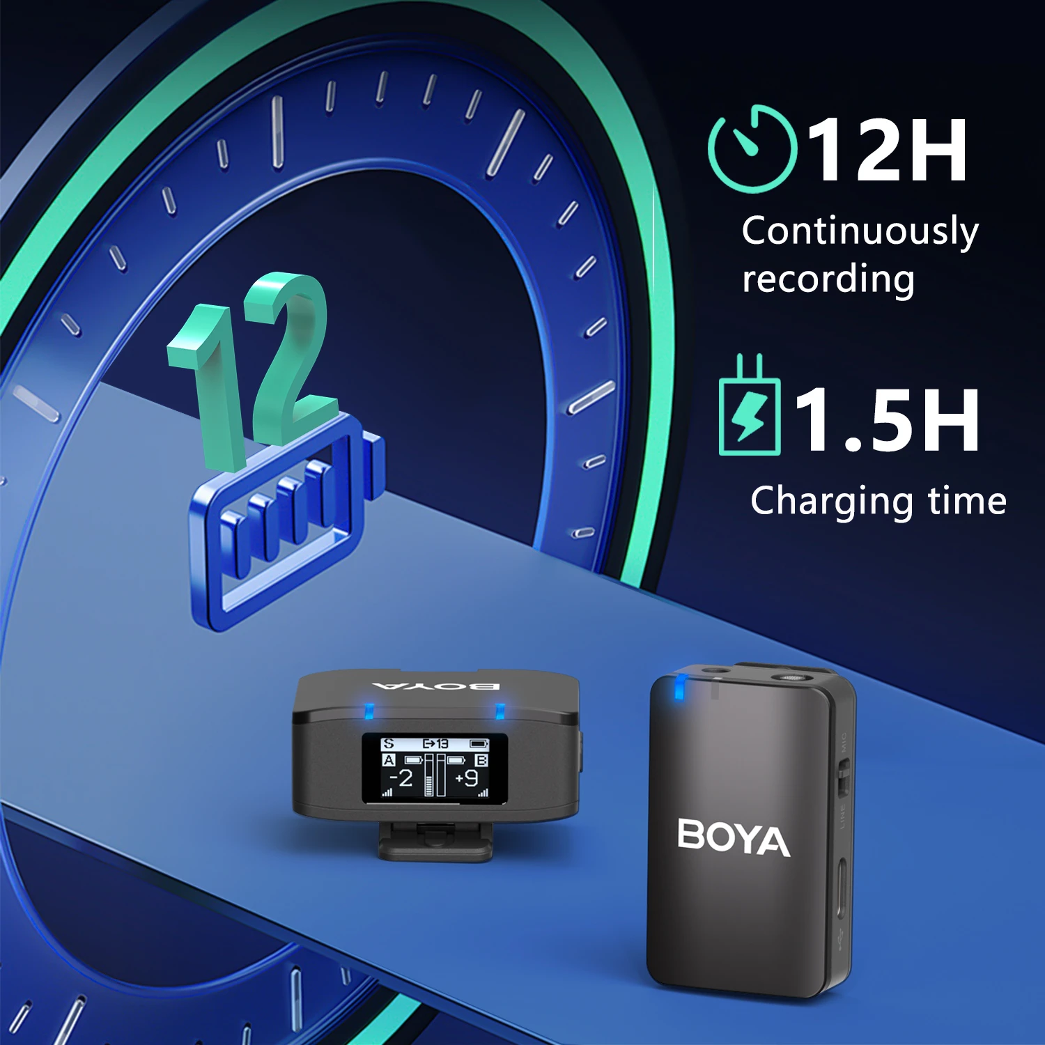 BOYA BOYAMIC-120 Беспроводной петличный микрофон со встроенной записью для iPhone Android USB-C