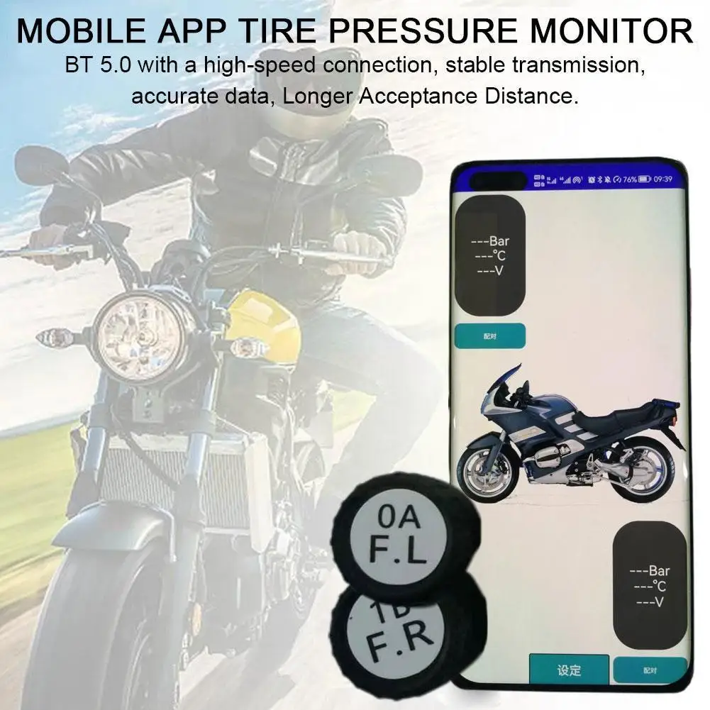 

Tire Pressure Sensors Motorcycle TPMS Bluetooth-Compatible System Sensor Pressure Tire External Android/IOS Car Monitoring J8A4