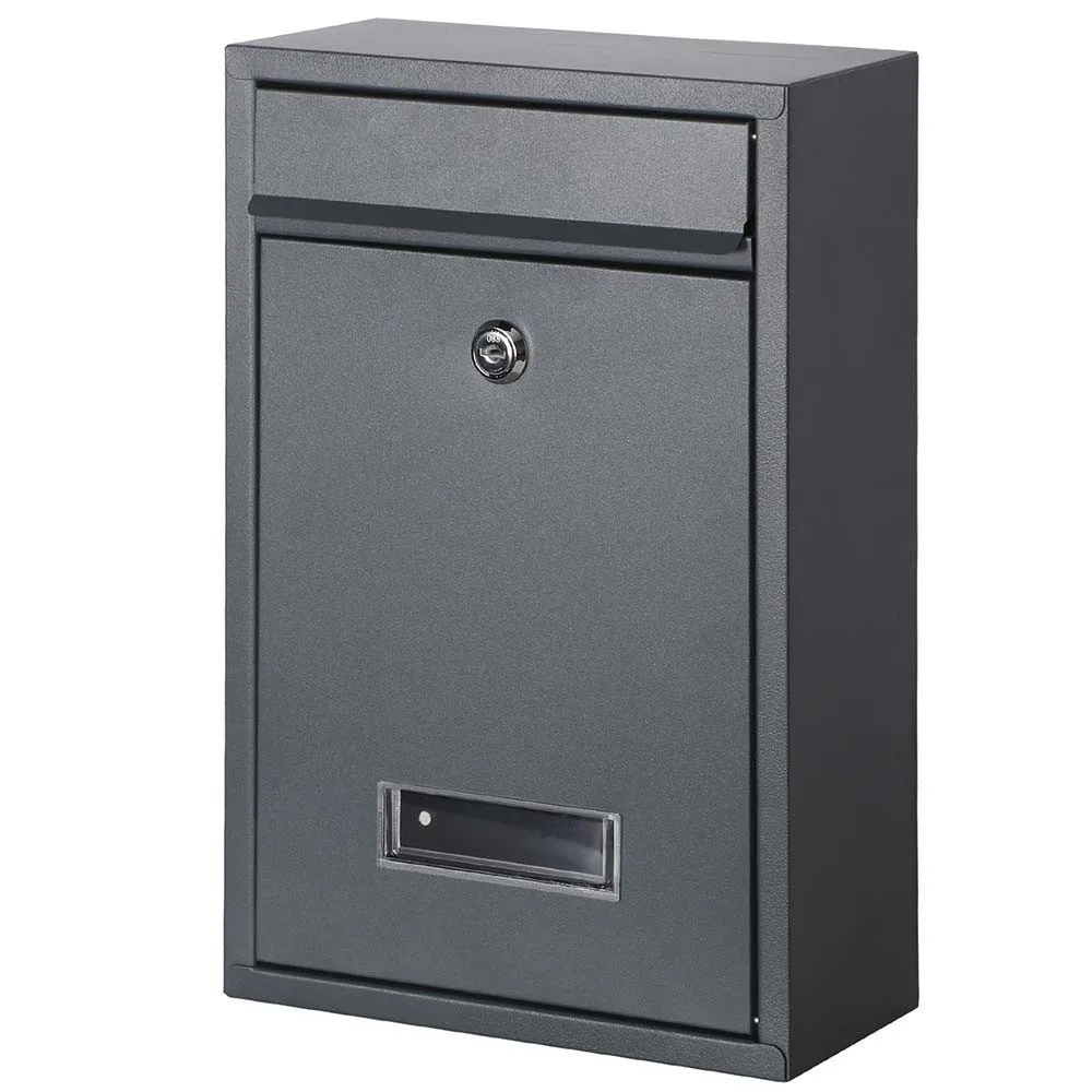 Outdoor mailbox wall steel hole letters mail with key Gray |