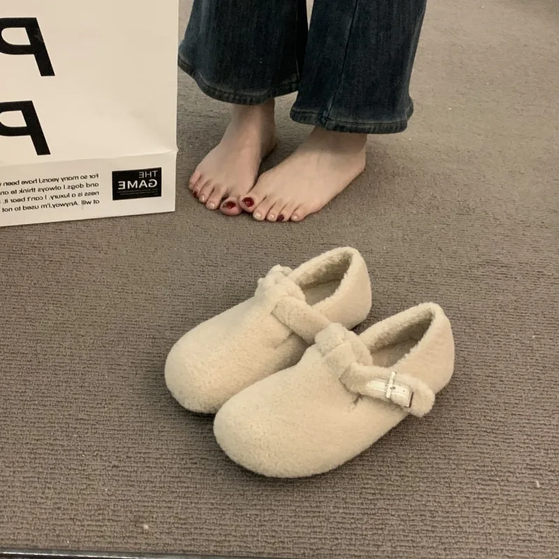 Замшевые меховые лоферы на плоской подошве женская обувь зимняя брендовая