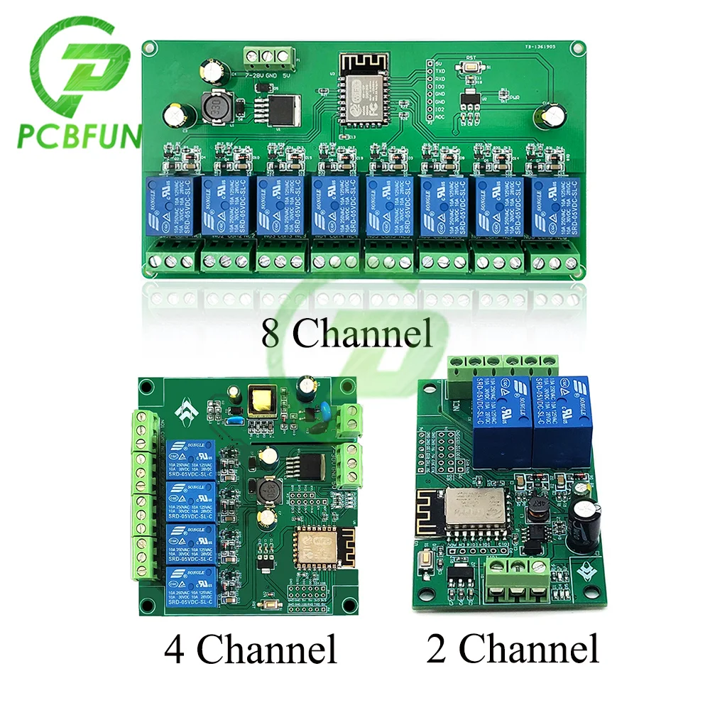 

2/4/8 Channel ESP8266 Wifi Relay Module ESP-12F Development Board for Smart Home Wireless Remote Control Switch DC 7-28V/5V