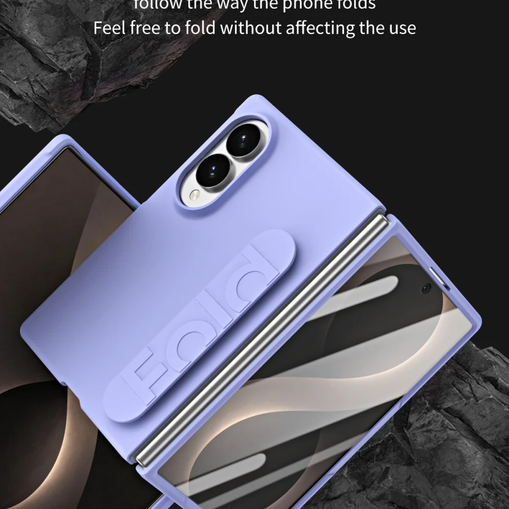 Фото Новейший фиолетовый матовый эластичный чехол-браслет для Samsung Galaxy Z Fold 8 Ultra, Z Fold 8, 7, 6, 5 с ремешком на запястье, ударопрочный чехол. №2