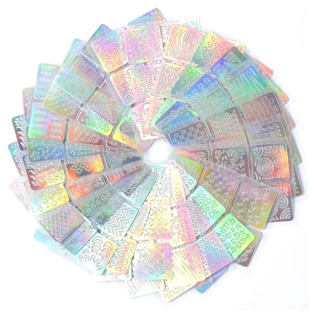 

24 Sheets Laser Nail Art Hollow Stickers Nail Vinyls 3D Image Transfer Guide Stencil Set Irregular Pattern Mixed Decals