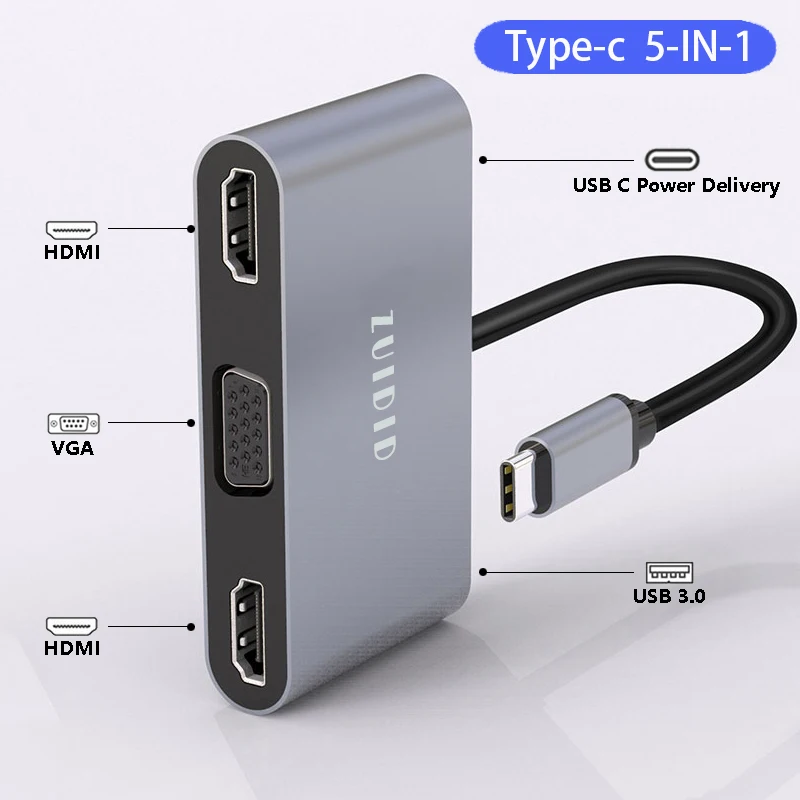 Док-станция совместимая с двумя портами USB C и HDMI док-станция мониторами для Dell XPS HP