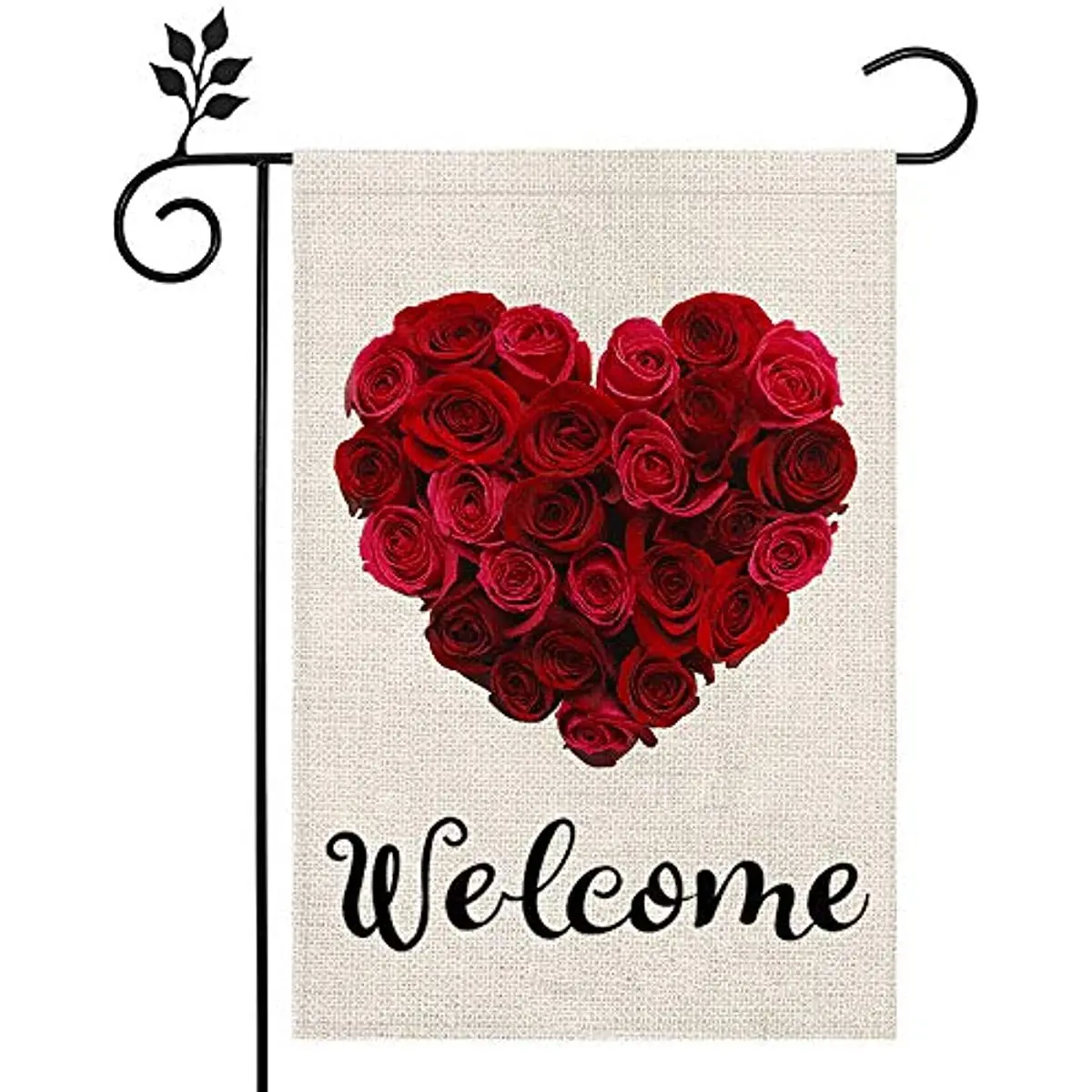 

Romantic Rose Valentines Day Garden Flag 12x18 Inch Double Sided Heart Welcome Flag Outside Yard Anniversary Wedding Farmhouse