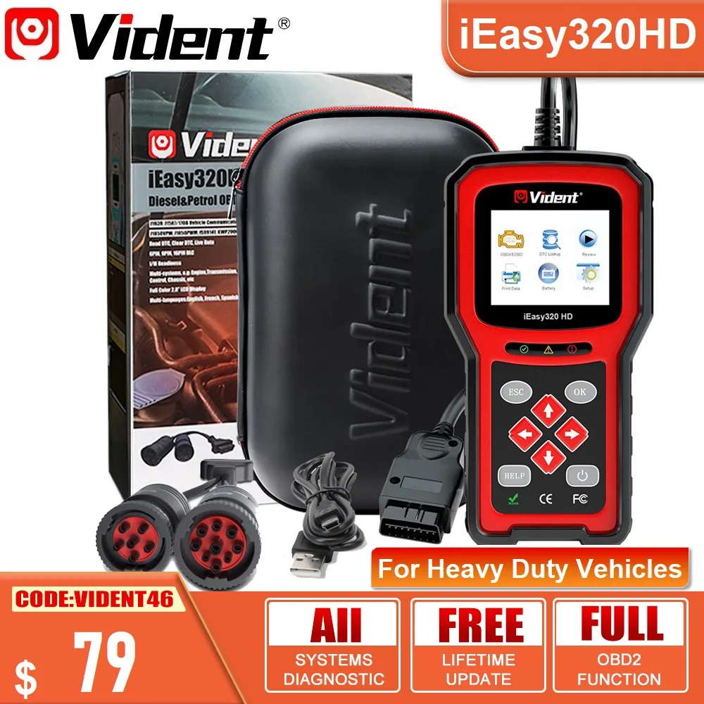 

Vident iEasy320HD диагностический инструмент для тяжелых грузовиков OBD2 сканер дизельный автомобильный считыватель кодов автомобили OBD2 диагностические инструменты