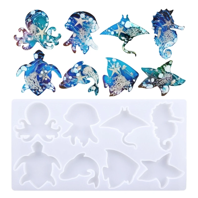 

DIY Ocean Seahorses Turtles Starfish Crystal Epoxy Resin Mold Marine Animal Octopus Whale Jellyfish Keychain Silicone Mould