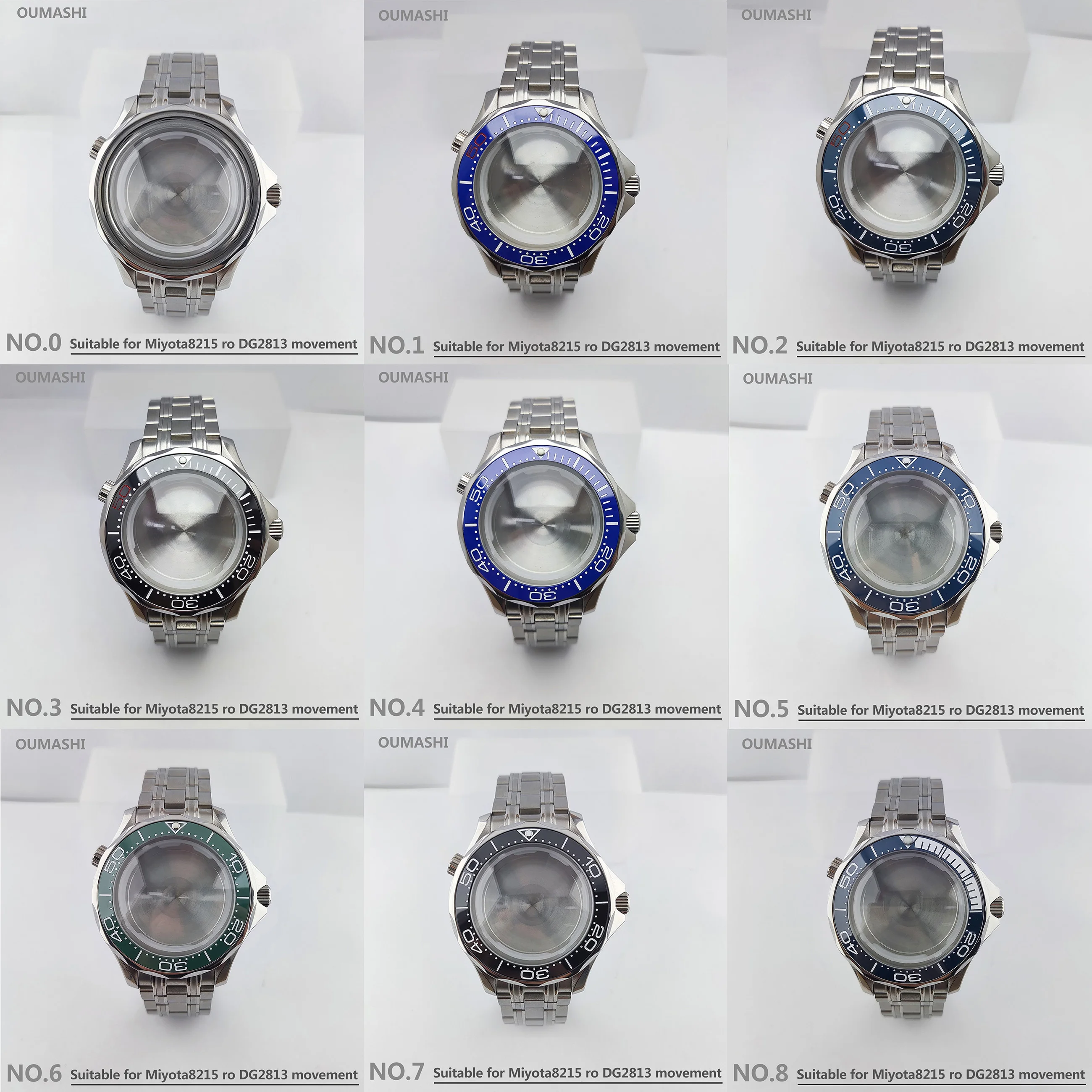 

41mm Watch Set Stainless Steel Case + Strap Ceramic Bezel Men's Watch for Miyota 8215 8205 or Pearl DG2813 Movement 001