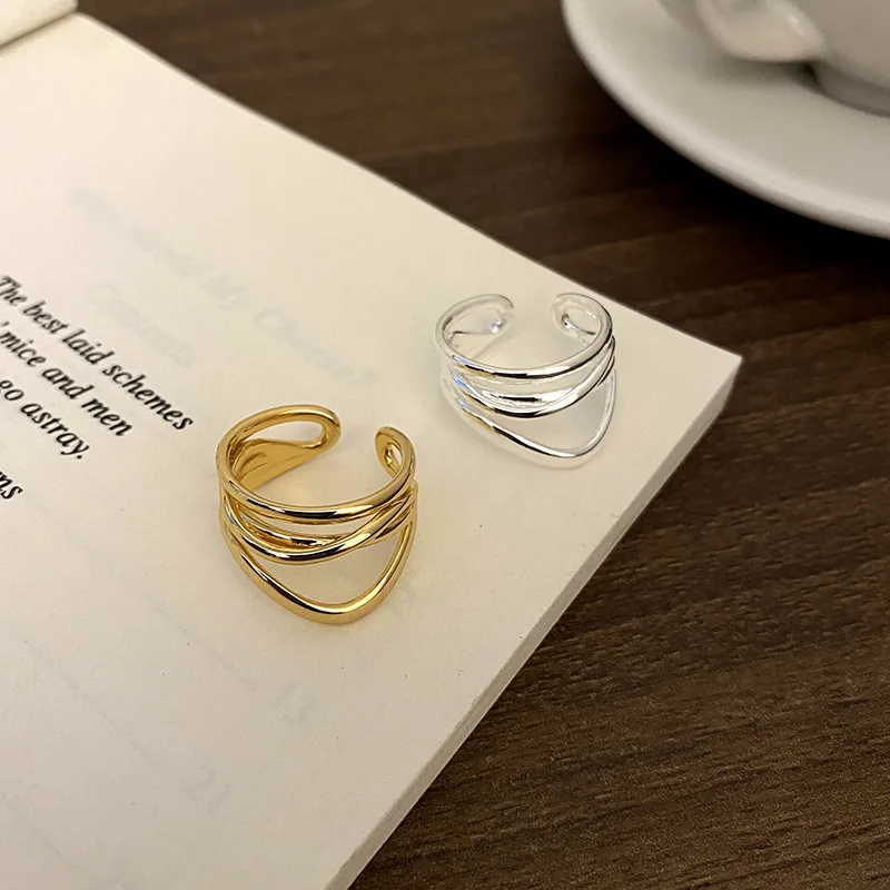 

Модное многослойное кольцо серебряного цвета с геометрическим рисунком для женщин, элегантные свадебные украшения для невесты, предотвращ...