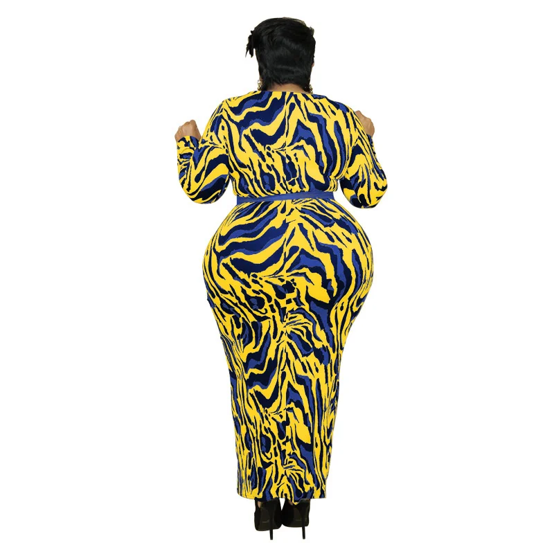 Plus Size Women Dresses 2023 Fashion Leopard Print Slim Elegant Dresses Casual Commute Large Size Long Sleeve Dress For Female
