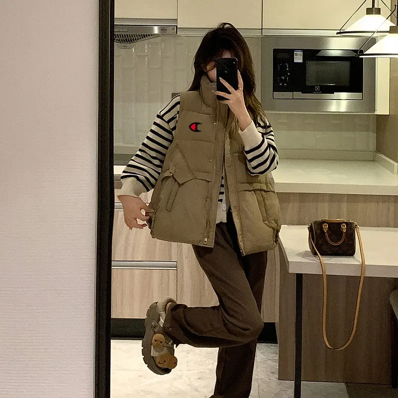 Распродажа милый пуховик с капюшоном жилет женский осенне-зимний свободный