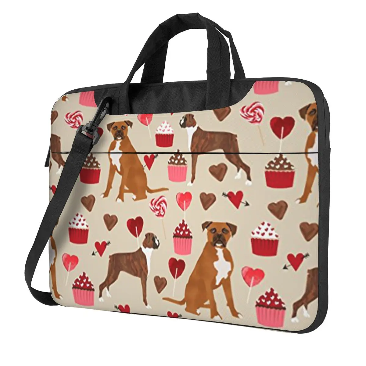 

Boxer Dog Valentines Love Cupcakes Laptop Case Upgraded Durable Shockproof Protective Cover Briefcase Carrying Bag