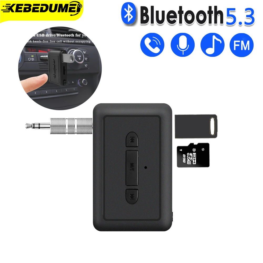 

2 In 1 Car Bluetooth 5.3 Receiver Transmitter Adapter Mp3 Wireless Player Audio AUX Conversion 3.5mm Jack Support U Disk TF Card