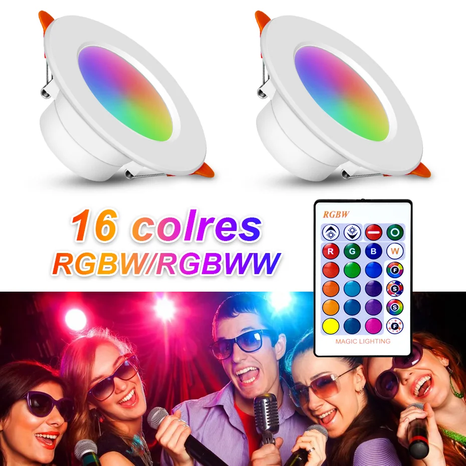 

10 Вт 15 Вт RGB светодиодный потолочный светильник с дистанционным управлением Диммируемый точечный светодиодный встраиваемый потолочный све...