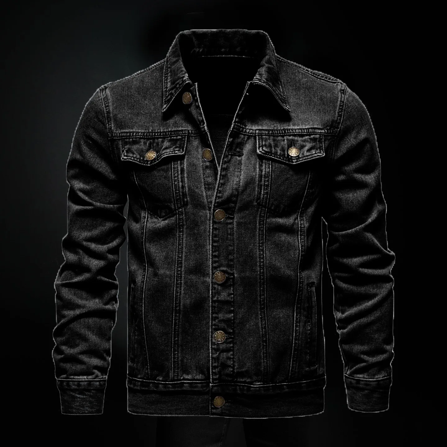 Мужская джинсовая куртка с рисунком черепа