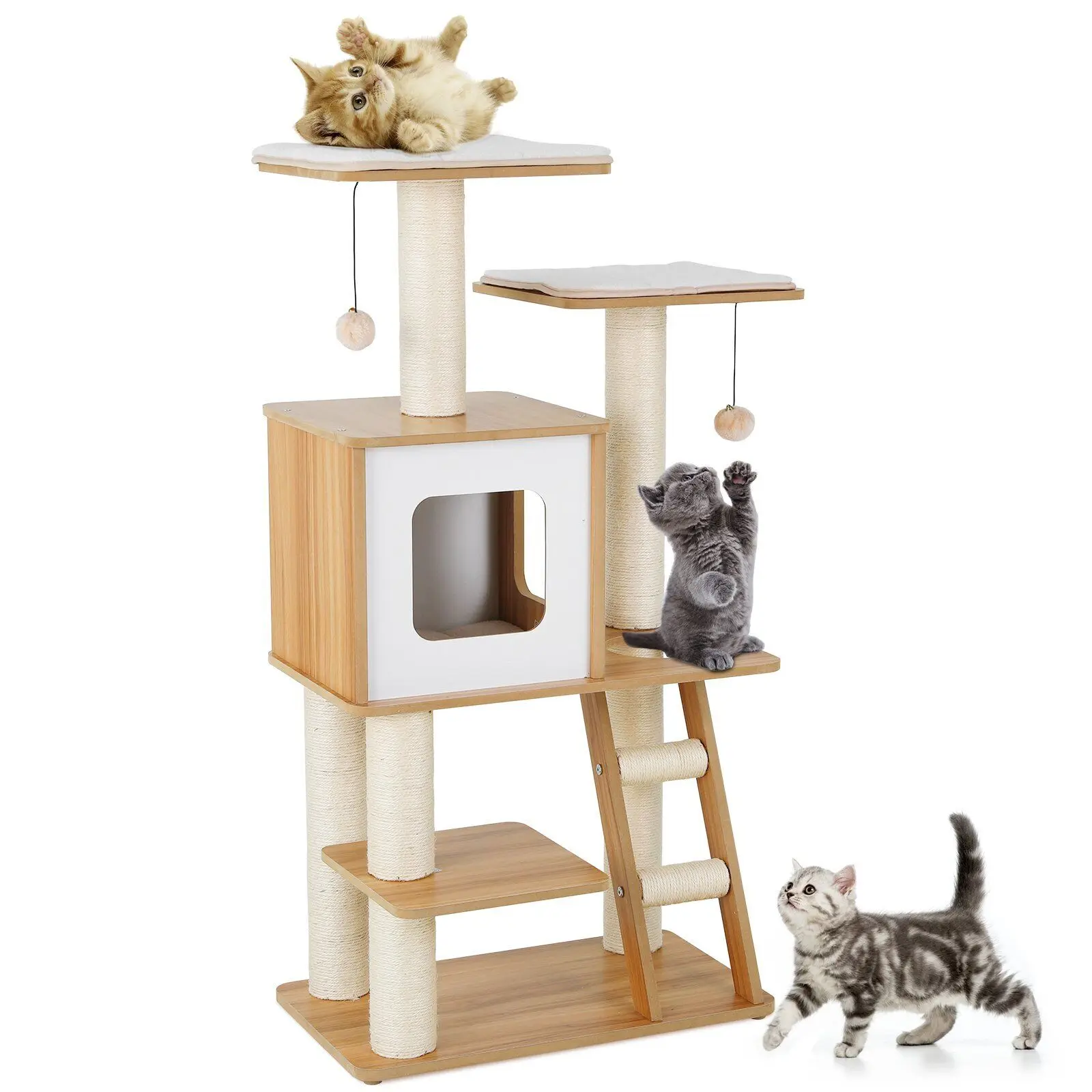 45/52/63"/55'' Multi-Level Cat Tree Bed Furniture Scratch Tower Rear Kitten House -