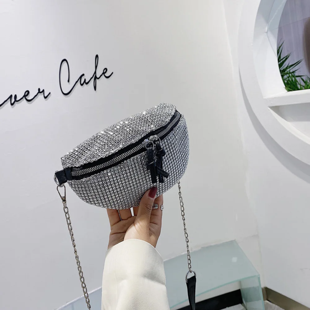 

Стразы, поясная сумка для женщин на цепочке, через плечо, забавная нагрудная сумка для телефона, сумка для покупок на открытом воздухе, бизне...