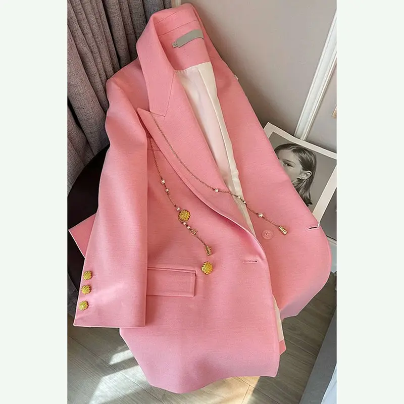 

2023 Spring Women Suit Preppy Style Solid Fashion Loose Notched Single Breasted Female Blazers Elegant CoatOuterwear Z32