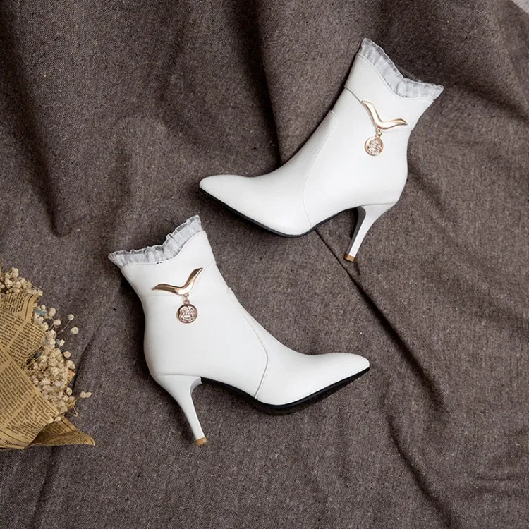 

Большие размеры; Модные ботинки для женщины большого размера; Ботинки с острым носком; Женская обувь; Ботильоны; Светильник на каблуке