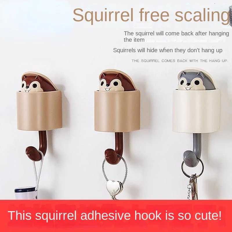 

Creative Cartoon Squirrel Sticky Hook Key Sticky Hook Non punching Hook