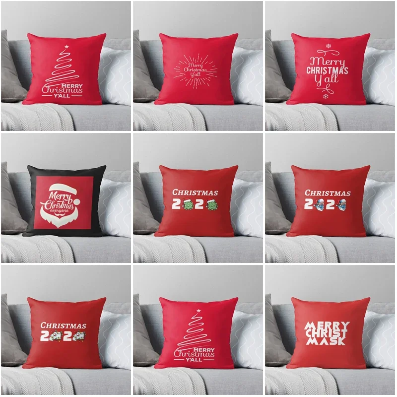 Декоративная подушка для дома с надписью &quotMerry Christmas&quot осенние красные