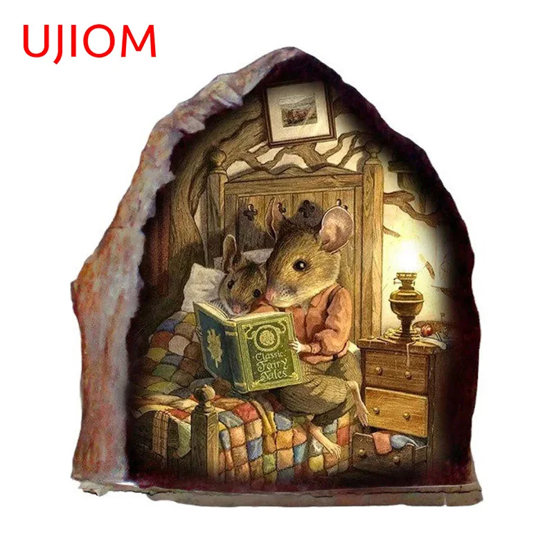 

UJIOM 13cm x 11.6cm Mouse Hole Wall Stickers Creative Bedroom Bathroom Cute Decals Scratch-Proof Suitcase House Decoration