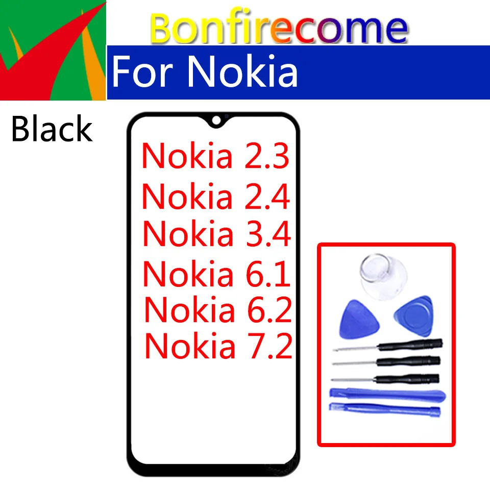 

Front Glass Lens For Nokia 2.3 2.4 3.4 6.1 6.2 7.2 LCD Display Front Touch Screen Panel Glass Cover Lens Repair Replace Part