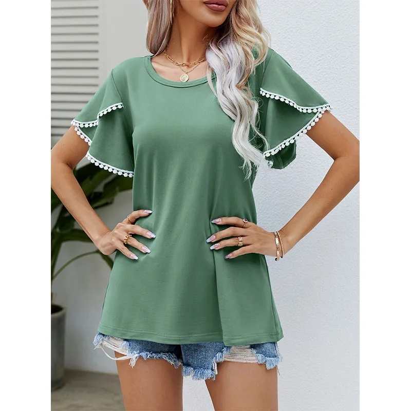 

Solid Color Casual Loose T-shirts For Women 2023 Summer Vintage Women's Oversized T-Shirt Short Sleeve Female Tee Streetwear Top