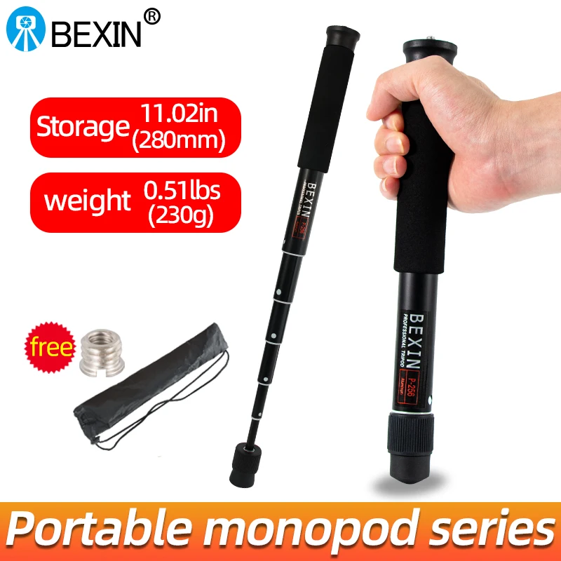 BEXIN P256 professional photography monopod convenient mobile travel monopod aluminum telescopic cane holder for SLR camera