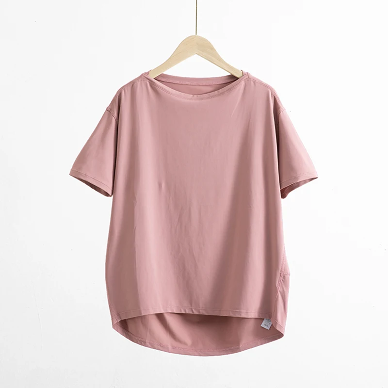 Back in Action Short Sleeve T-shirt for Women With Logo Lulu Loose Yoga Tops Sports Fitness Shirts Workout Clothing Sportswear