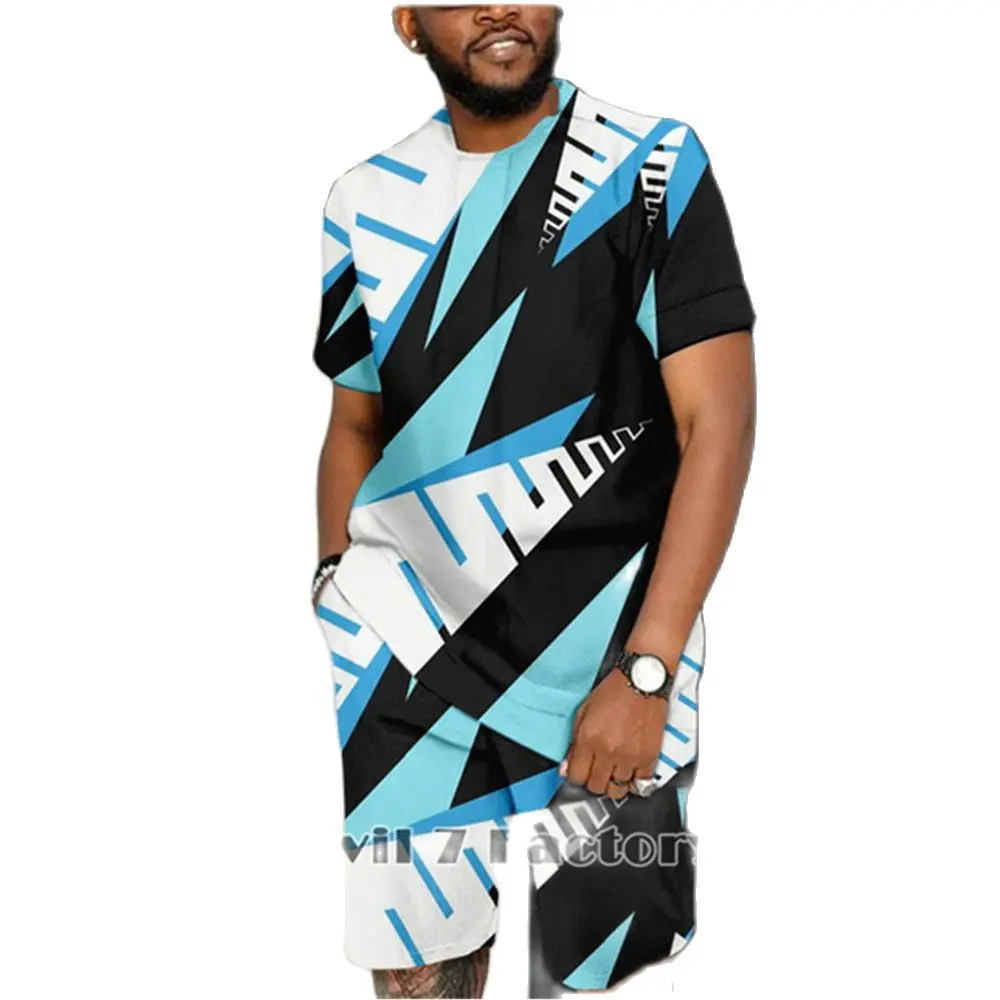 

2023 Summer Men Clothing Oversized T-Shirts Shorts 2 Piece Suits Fashion Beach Style 3D Printed Tracksuit Casual Outdoor Outfits