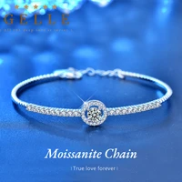 gelle 100 moissanite d color round bracelet ladies 925 sterling silver plated white gold fashion bracelets jewelry gift gra box