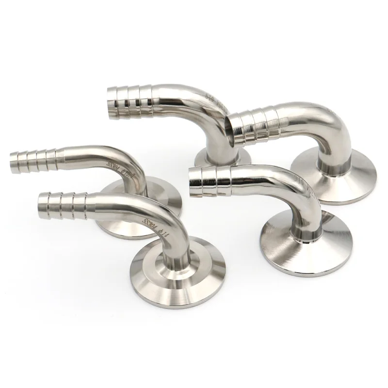 

12.7/16/19/25/38/51mm OD Hose Adaptor Coupler Barb Pipe Fitting Tri Clamp 90Degree Ferrule50.5 64mm Sanitary Stainless Steel 304