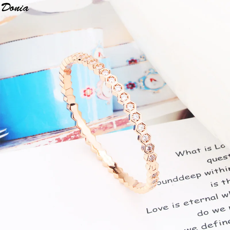 

Donia Jewelry European and American fashion new hexagonal AAA zircon bracelet luxury ladies fashion bracelet
